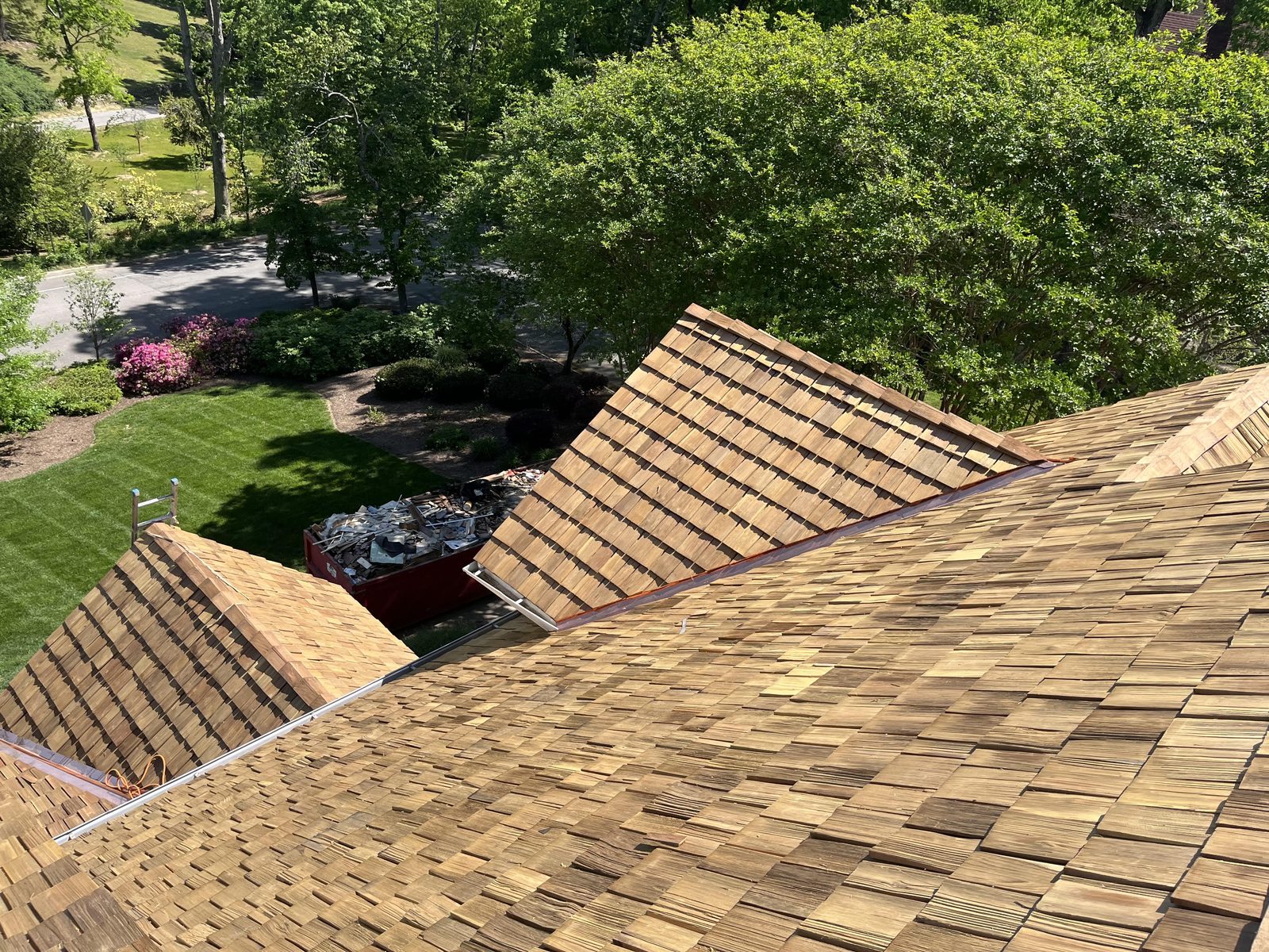 Completed asphalt shingle roof replacement on a North Georgia home